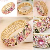 ราคา สร้อยข้อมือเคลือบคริสตัลแบบ Cloisonne ลายดอกไม้ สร้อยข้อมือเครื่องประดับสำหรับผู้หญิง (46552151880)