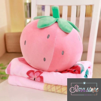 ราคา หมอนสตรอเบอร์รี่กล้วยแตงโม 3-ใน-1 เรียบสุดๆ ผ้าสักหลาดกํามะหยี่แบบ 1 ผ้าห่มและหมอนสํานักงาน Slmn_GMDau (41513502133)