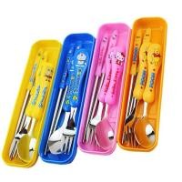 ราคา ชุดช้อนส้อม ตะเกียบสำหรับเด็กลายการ์ตูน พกพาง่าย สะดวก พร้อมส่ง53 (22812761726)