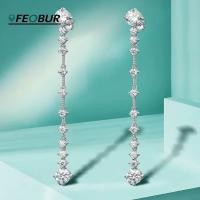 ราคา FEOBUR 6cttw Full Moissanite Drop Earrings for Women 925 Sterling Silver Lab Diamond Long Earring Bridal Wedding Jewelry (40825667196)
