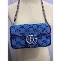 ราคา Gucci คอสบอดี้ 6.5” มามอน สีฟ้า ผ้าขอบหนัง ช้อป ซุปเป้อมินิ (20829742481)