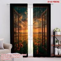 ราคา ผ้าม่านหน้าต่างพิมพ์ลายดอกทานตะวัน ทำจากโพลีเอสเตอร์ ขนาด2ชิ้น เหมาะสำหรับตกแต่งบ้านในงานเทศกาลวันหยุด (43468640545)