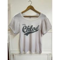 ราคา เสื้อยืดแขนสั้นโทนสีครีมด้านหน้าสกรีนโลโก้ แบรนด์หรู Choe SEE by Chloe (42452115454)