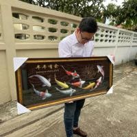 ราคา [16x42 นิ้ว] ภาพกรอบรูปมงคล ปลาคราฟ 9 ตัว เสริมฮวงจุ้ย เพิ่มบารมี ปลาคราฟมงคล (23969487662)