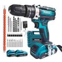 ราคา MAKITA สว่านไร้สาย สว่านกระแทก สว่านแบต แบต2ก้อน สว่านแบตเตอรี่ แบตสว่าน สว่านไฟฟ้า Brushless Drill (41563210436)