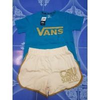 ราคา แซทเสื้อและกางเกงขาสั้นงานไซต์ติดMงานvanแท้หลุดคิวซีคุณภาพดีใหม่กริบ เหลือชุดฟ้า (15248697159)