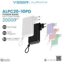 ราคา ALPHA·X ALPC20-10PD powerbank 20000 mah fast charge 20w pd universal adapter มี สาย ในตัว led ประกัน 1 ปี (29263766543)