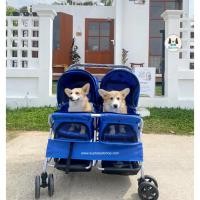 ราคา รถเข็นแฝดสุนัข 4 ล้อ รถเข็นสุนัข 2 ที่นั่ง รถเข็นหมาแมว รุ่น SP04 TONGBA มีล็อคล้อ พับได้ อย่างดี (1291959720)