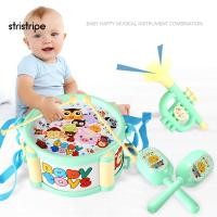 ราคา Str-6ชิ้นมินิกลองไม้ตีกลอง มาราคาส แตรกระทบเครื่องดนตรีเด็กชุดของเล่นเด็ก (26070582468)