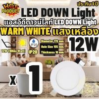 ราคา LED โคมไฟดาวน์ไลท์กลม ดาวน์ไลท์ LED PANEL LIGHT โคมดาวไลท์ ดาวน์ไลท์ฝังฝ้า โคมไฟเพดาน LED Downlight 12W Warm White (1566847551)