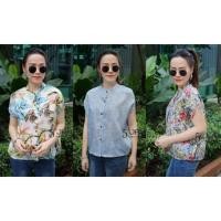 ราคา เสื้อลินินคอจีน แขนสโลป (3932309703)