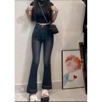 ราคา กางเกงขาบานเอวสูงชายใหญ่สีย้อนยุคกางเกงยีนส์ยืดทรงเห็ดสั้น (29660990631)