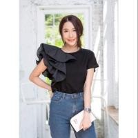 ราคา เสื้อแขนระบายงานสวยป้าย It's me basic สีดำ (5813113148)