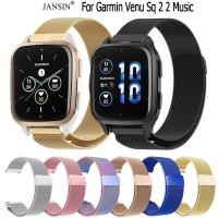 ราคา jansin สาย garmin venu sq 2 magnetic สายรัดสเตนเลส สำหรับ Garmin Venu Sq 2 Sq2 Music สมาร์ทวอทช์ GPS (16990124458)