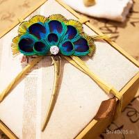 ราคา อุปกรณ์ผมโบราณ กิ๊บขนนกยูงสไตล์คลาสสิก พร้อมขายปลีกและส่ง QNHM (56651427233)