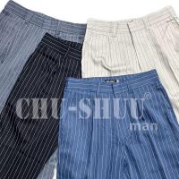 ราคา กางเกงสแลคขาเต่อ CHU-SHUU manกระบอกเล็กลายริ้ว (29653674099)