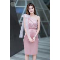 ราคา เดรสปาดไหล่ชมพู ใส่ออกงาน (5333007149)
