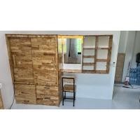 ราคา ตู้เสื้อผ้าบานเลื่อน ชั้นวางเครื่องสำอางบิ้วอิน ไม้ยางพาราประสานเคลือบผิว (25463717381)