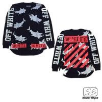 ราคา เสื้อแขนยาว ออฟไวท์ ลายฉลาม off-white shark sweater ลายใหม่ล่าสุด 11สี (2729249850)