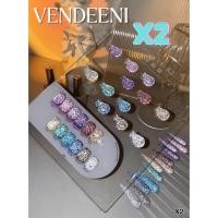 ราคา ยาทาเล็บเจลกากเพชรแฟลช เซต 12 สี VDN สีเจลกากเพชร แถมชาร์ตสี VENDEENI - X2 - NT nail (52951333067)