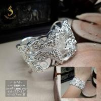 ราคา (JindaJewelry)กำไลผีเสื้อตอกลายเกลียวฉลุเงินแท้92.5% ข้อมือ5.5-6.5นิ้วใส่ได้ (26131523177)