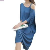 ราคา เกาะอก เดรสเกาะอก เสื้อเกาะอก เกาะอกสีขาว ชุดเกาะอก เกาะอกยีนส์ เกาะอกสีแดง 2024ชุดเดรสไซส์ใหญ่สำหรับฤดูร้อนชุดนอนผู้หญิงชุดเดรสนอนสีพื้นเปิดไหล่ทรงหลวมแขนสั้นสำหรับสาวอวบ200กระโปรงคลุมท้อง (269936785