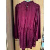 ราคา เดรสสั้นป้ายหน้าผูกเอวสีแดงแขนจั้มยาว (20774519993)