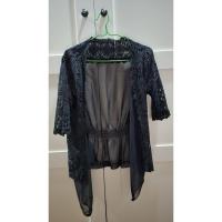 ราคา เสื้อคลุมผ้าชีฟองสีดำ ระบายลูกไม้ (26743447579)