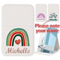 ราคา ชื่อที่กำหนดเองกระเป๋ากระจกแต่งหน้าไร้กรอบพับกระเป๋าถือแบบพกพาขนาดเล็กสำหรับแต่งหน้าและความงามลายสายรุ้ง (44071326709)