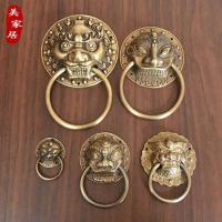 ราคา ทองแดงบริสุทธิ์โบราณหัวสัตว์แหวนประตูสไตล์จีนไม้เนื้อแข็งประตูหัวสิงโตหัวเสือจับเฟอร์นิเจอร์ลิ้นชักดึงแหวนจับ (55452344031)