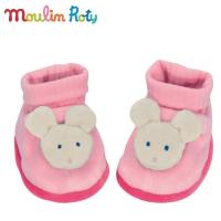 ราคา Moulin Roty ถุงเท้า รองเท้า เด็กอ่อน 0-9 เดือน ถุงเท้าเด็กแรกเกิด ถุงเท้าทารก ลายหนูลีล่า Lila Baby Slippers MR-643010 (50283797)