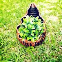 ราคา กระถางต้นไม้​ กระถางดินเผา​กระถางเคลือบสีโอ๊คลายตอไม้​กระถางตั้งโต๊ะ (2481095286)