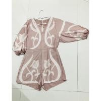 ราคา ชุดจั๊มสูทขาสั้น สีชมพู มือ2 (4178037113)