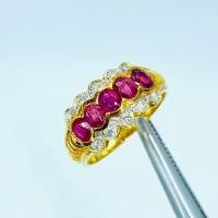 ราคา แหวนทองsize 54; แหวนทอง แถว พลอยทับทิมพม่า เพชรแท้ A21301 (25140505172)