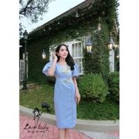 ราคา เดรสงานปัก sizeL สีชมพู กับสีฟ้า ป้ายLove Ladyพร้อมส่ง (16662167818)