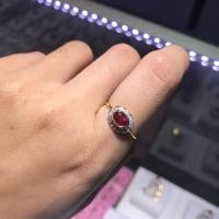 ราคา แหวนทอง เพชรแท้ พลอยทับทิมพม่า น้ำ100 (1127178361)