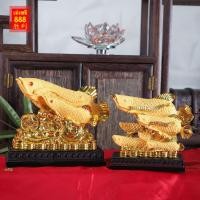 ราคา ปลามังกรทอง คาบเหรียญ ฐานเหรียญทอง งานเรซิ่นพ่นทรายทอง มีมา 2 แบบ แบบคู่และ5 ตัว ปลา ปลามังกร (22689454678)