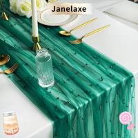 ราคา JANELAXE ผ้าปูโต๊ะปาร์ตี้, Bohemian Tulle Pearl Table Runner, Outdoor 75x300CM Table Cloth Wedding Party (43626955404)