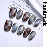 ราคา กดบนเล็บ handmade Pure handmade Boutique สวมใส่เล็บสั้น Cats Eye สั้น Starry Sky Smudge High-End สั้นรูปไข่เล็บปลอม (42720005416)