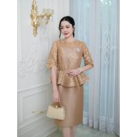 ราคา เดรสผ้าไหมลูกไม้เอวระบาย (42126422210)