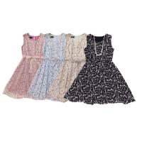 ราคา (ใส่โค้ด INCSL33 ลดเพิ่ม 50%) Newly collection เดรสคอกลมแขนกุดโบว์เอว กป บาน ผ้าชีฟองญี่ปุ่นลายดอกเล็ก ครีม ฟ้า ชมพู ดำ (12043083259)