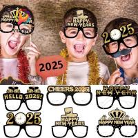 ราคา YURUYI 6/12/18pcs Xmas กรอบแว่นตา,สีดําทองกระดาษแว่นตาคริสต์มาส, Creative Family Party เด็กโปรดปราน Glitter หมวกทิ้ง Christmas Party Supplies (27290606003)