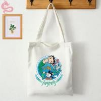 ราคา Kaos Canvas Tote Bags Betty Boop Anime Sustainable Fashion Artistic Print Tote Bag top05 (43369038413)
