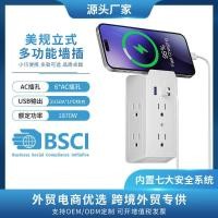 ราคา American Standard Wall Socket Wall Socket Three Sides One Turn Multi-Converter Socket Household Travel Docking Station Anti-Electric Shock usb (43575924048)