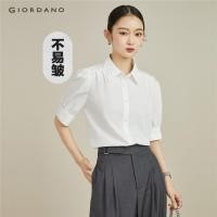 ราคา GIORDANO WOMEN Pleated puff sleeve shirt 18344201 (28419207187)