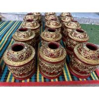 ราคา กล่องใส่ทิชชู ม้วนกลม กล่องทิชชู วินเทจ ไม้จามจุรี กล่องใส่กระดาษทิชชู ที่ใส่ทิชชู เดินเส้น สีแดงทองเก่าโบราณ (29550245356)