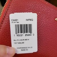 ราคา (สด-ผ่อน) กระเป๋าสตางค์ซิปรอบ มีสายคล้อง สีแดง Red COACH C4451 LONG ZIP AROUND WALLET (26267972675)