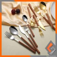 ราคา EC SN-C1166 ช้อนส้อมสแตนเลสเกาหลีด้ามไม้/ช้อนส้อมด้ามไม้ช้อนส้อมไม้ Handle ไม้ Grain ช้อนส้อมสุนทรียศาสตร์ (53951269022)