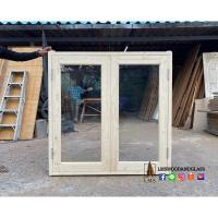 ราคา (ชุดวงกบ+หน้าต่าง) หน้าต่างบานคู่ไม้สน กรอบโล่ง พร้อมวงกบไม้สน 2”x4” แถมอุปกรณ์บานพับ ไม่ผ่านการทำสี (18978726262)