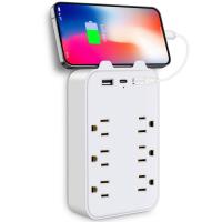 ราคา XIXIAN 9-in-1 ตัวป้องกันไฟกระชาก 6-Outlet Extender พร้อม 2 USB และ 1 USB-C พอร์ตรางปลั๊กปลั๊กหลายช่องอะแดปเตอร์ติดผนัง Spaced สำหรับ Home Travel Office (57101218457)